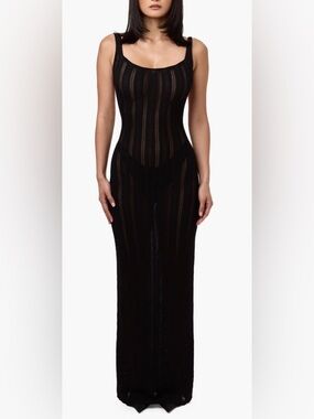 Open Back Sheer Maxi Dress